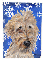 Goldendoodle Blue Snowflake Winter Flag Canvas House Size