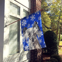 Chinese Crested Blue Snowflake Winter Flag Canvas House Size