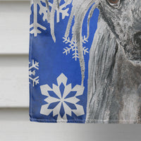 Chinese Crested Blue Snowflake Winter Flag Canvas House Size