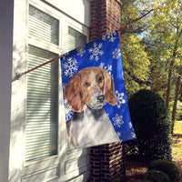 English Foxhound Blue Snowflake Winter Flag Canvas House Size