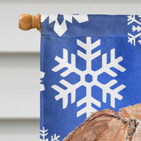 English Foxhound Blue Snowflake Winter Flag Canvas House Size