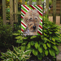 Goldendoodle Candy Cane Christmas Flag Garden Size