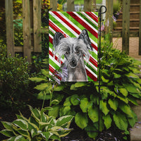 Chinese Crested Candy Cane Christmas Flag Garden Size