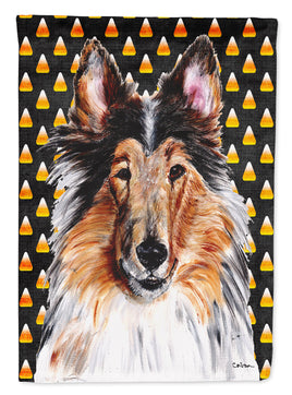 Collie Candy Corn Halloween Flag Canvas House Size SC9646CHF