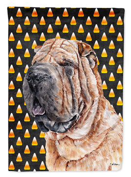 Shar Pei Candy Corn Halloween Flag Canvas House Size SC9647CHF