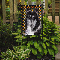 Black and White Collie Candy Corn Halloween Flag Garden Size SC9654GF