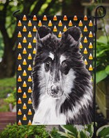 Black and White Collie Candy Corn Halloween Flag Garden Size SC9654GF