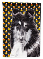 Black and White Collie Candy Corn Halloween Flag Garden Size SC9654GF