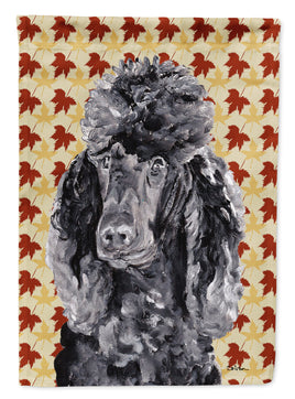 Black Standard Poodle Fall Leaves Flag Garden Size SC9674GF