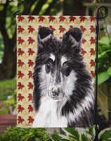 Black and White Collie Fall Leaves Flag Garden Size SC9678GF