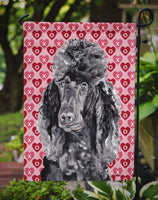 Black Standard Poodle Hearts and Love Flag Garden Size SC9698GF