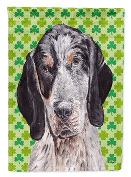 Blue Tick Coonhound Lucky Shamrock St. Patrick's Day Flag Garden Size