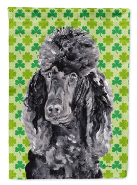 Black Standard Poodle Lucky Shamrock St. Patrick's Day Flag Garden Size SC9722GF