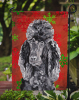 Black Standard Poodle Red Snowflakes Holiday Flag Garden Size SC9746GF