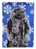 Black Standard Poodle Winter Snowflakes Flag Canvas House Size SC9770CHF