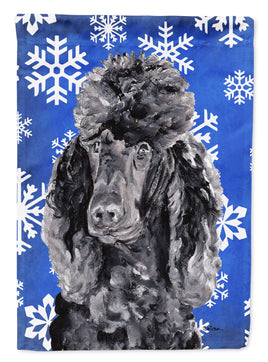 Black Standard Poodle Winter Snowflakes Flag Garden Size SC9770GF