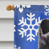 Black and White Collie Winter Snowflakes Flag Canvas House Size SC9774CHF