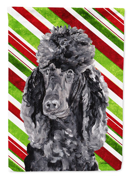 Black Standard Poodle Candy Cane Christmas Flag Canvas House Size SC9794CHF