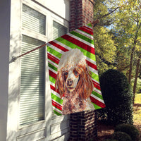 Red Miniature Poodle Candy Cane Christmas Flag Canvas House Size SC9795CHF