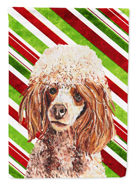 Red Miniature Poodle Candy Cane Christmas Flag Garden Size SC9795GF