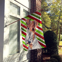 Wire Fox Terrier Candy Cane Christmas Flag Canvas House Size SC9796CHF