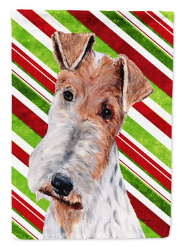 Wire Fox Terrier Candy Cane Christmas Flag Canvas House Size SC9796CHF