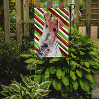 Wire Fox Terrier Candy Cane Christmas Flag Garden Size