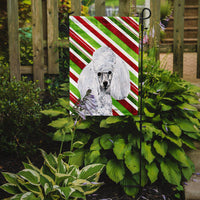 White Toy Poodle Candy Cane Christmas Flag Garden Size