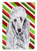 White Standard Poodle Candy Cane Christmas Flag Canvas House Size SC9799CHF