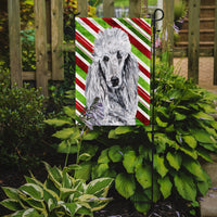 White Standard Poodle Candy Cane Christmas Flag Garden Size SC9799GF