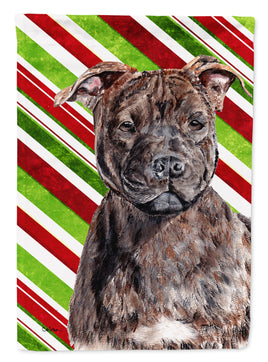 Staffordshire Bull Terrier Staffie Candy Cane Christmas Flag Garden Size