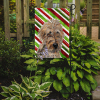 Golden Doodle 2 Candy Cane Christmas Flag Garden Size