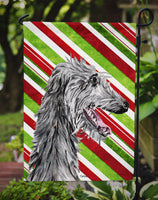 Scottish Deerhound Candy Cane Christmas Flag Garden Size