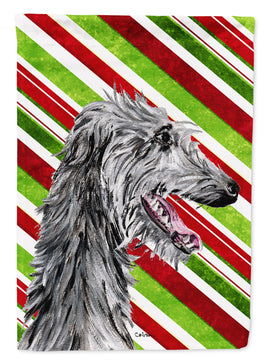 Scottish Deerhound Candy Cane Christmas Flag Garden Size