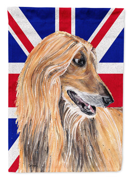 Afghan Hound with English Union Jack British Flag Flag Canvas House Size SC9814CHF