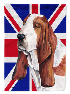 Basset Hound with English Union Jack British Flag Flag Canvas House Size SC9829CHF