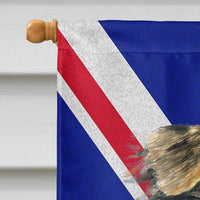 Australian Shepherd with English Union Jack British Flag Flag Canvas House Size SC9854CHF