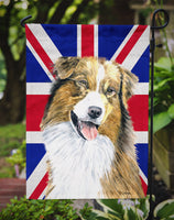 Australian Shepherd with English Union Jack British Flag Flag Garden Size