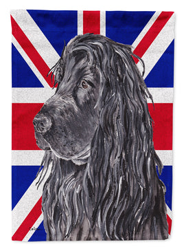 Black Cocker Spaniel with Engish Union Jack British Flag Flag Canvas House Size SC9867CHF