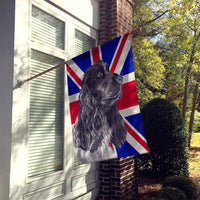 Black Cocker Spaniel with Engish Union Jack British Flag Flag Canvas House Size SC9868CHF