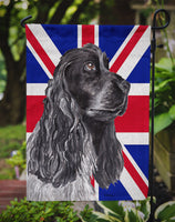 Black Cocker Spaniel with Engish Union Jack British Flag Flag Garden Size SC9868GF