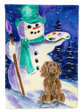 Artist Snowman with Boykin Spaniel Flag Canvas House Size