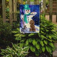 Artist Snowman with Boykin Spaniel Flag Garden Size