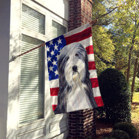 USA American Flag with Bearded Collie Flag Canvas House Size