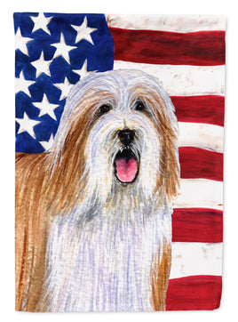 USA American Flag with Bearded Collie Flag Canvas House Size