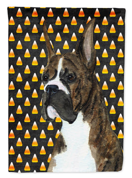 Boxer Candy Corn Halloween Portrait Flag Garden Size