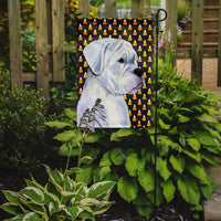 Boxer White Candy Corn Halloween Portrait Flag Garden Size