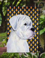 Boxer White Candy Corn Halloween Portrait Flag Garden Size