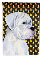 Boxer White Candy Corn Halloween Portrait Flag Garden Size