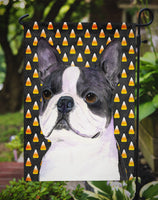 Boston Terrier Candy Corn Halloween Portrait Flag Garden Size